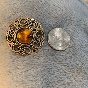 Vintage Miracle Brooch Signed Beautiful Center Stone